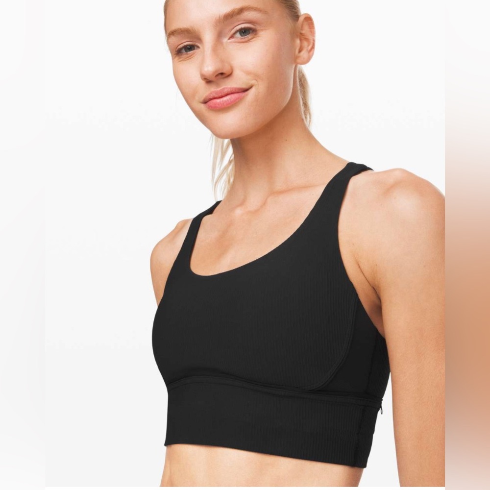 Lululemon Long Line Textured (Ribbed) Energy Bra | Black | Size 6